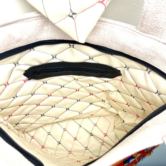 Boho Tote Bag, Extra Large Carryall, Ethnic Embroidered, New, Hippie, Red, XL - Picture 5 of 13